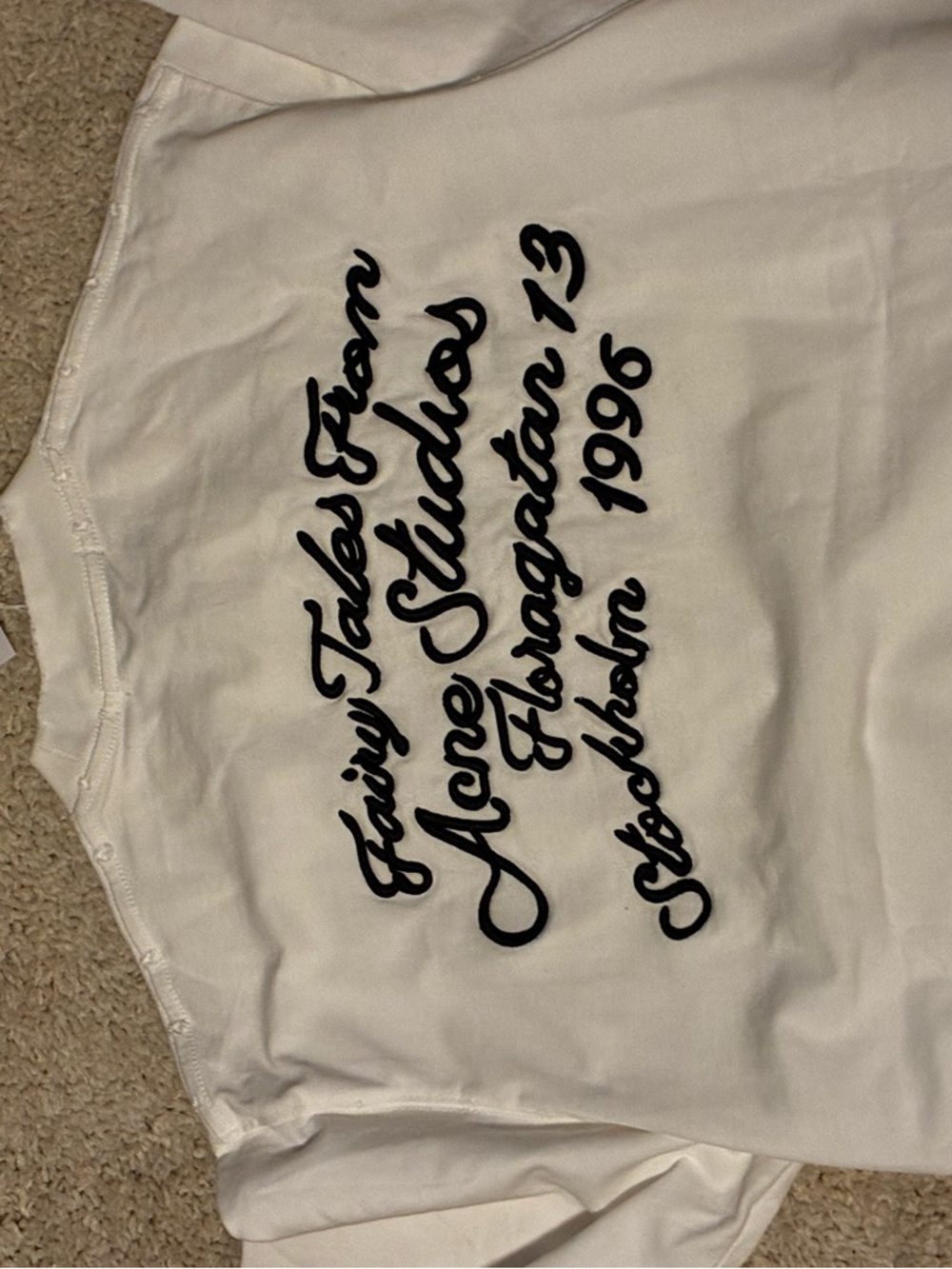 NO offers BOXY FIT Acne Studios White T-Shirt with Black Script Logo